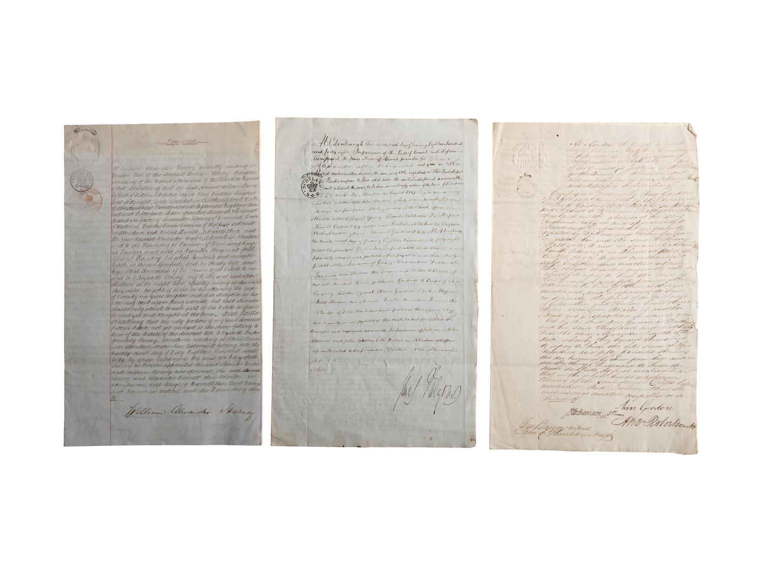 [INDENTURES AND OTHER DOCUMENTS] Lot of 15 Probate, Indentures and other legal documents from America, Scotland and Britain.