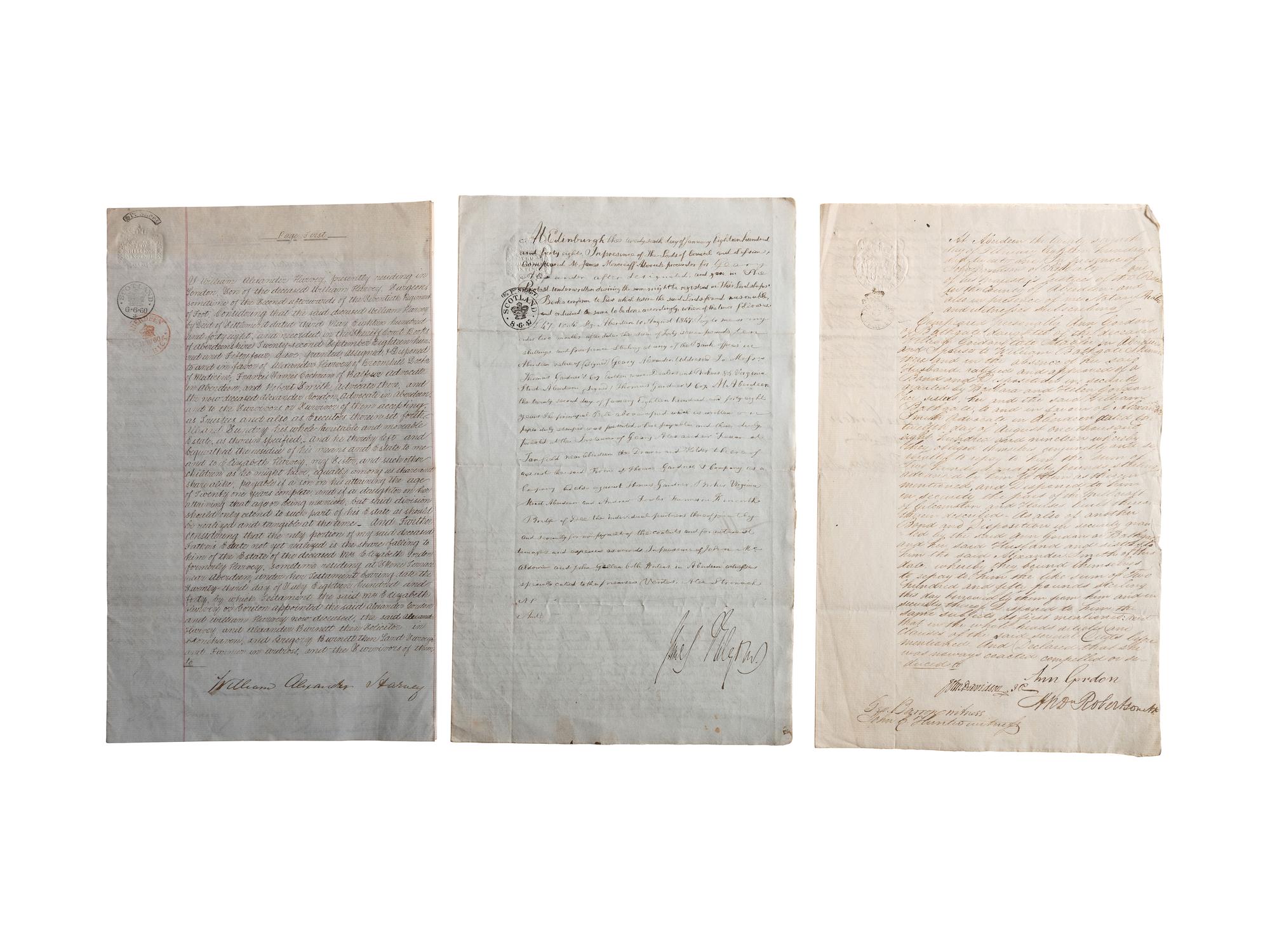 [INDENTURES AND OTHER DOCUMENTS] Lot of 15 Probate, Indentures and other legal documents from America, Scotland and Britain.