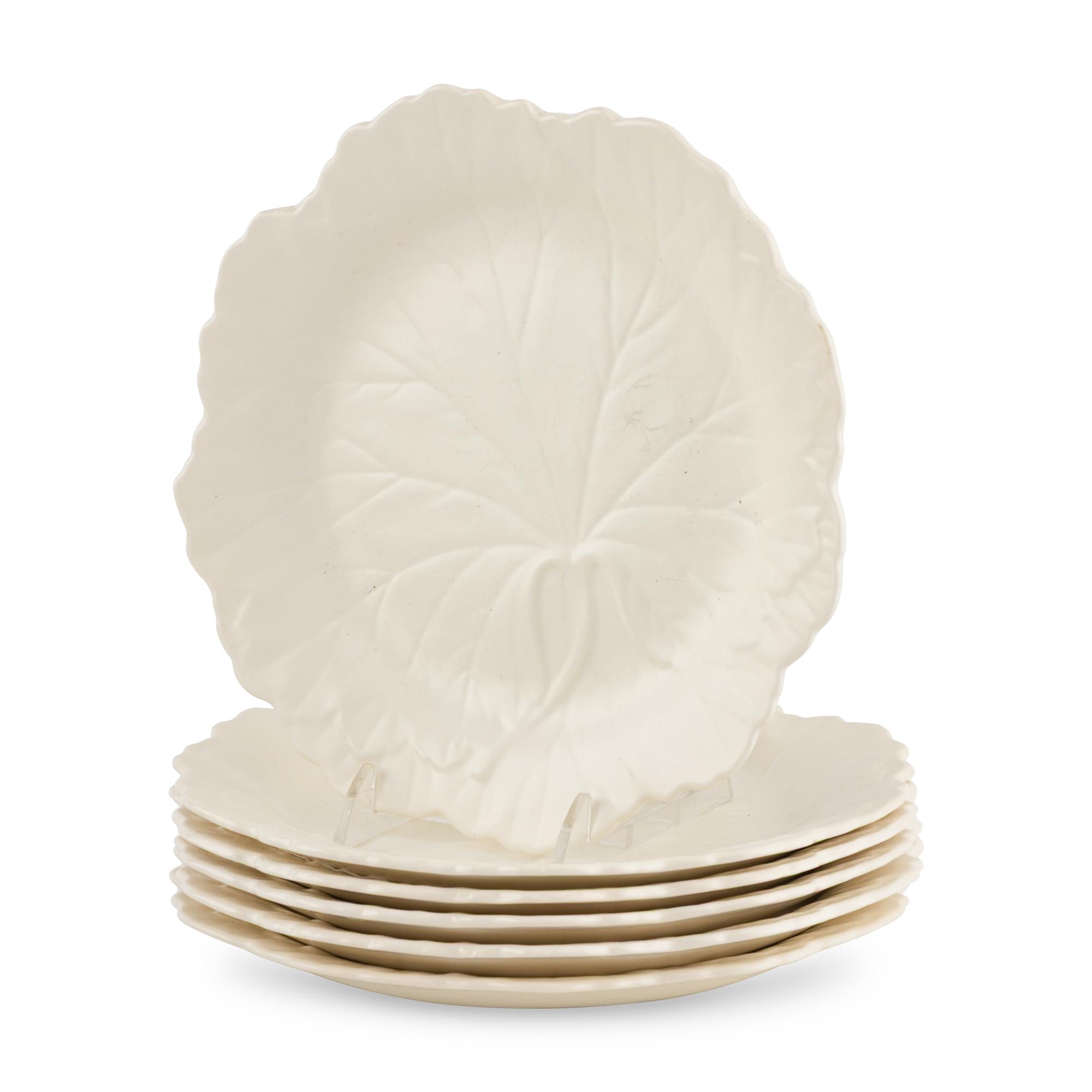 A Set of Six Wedgwood Lettuce-Ware Salad Plates