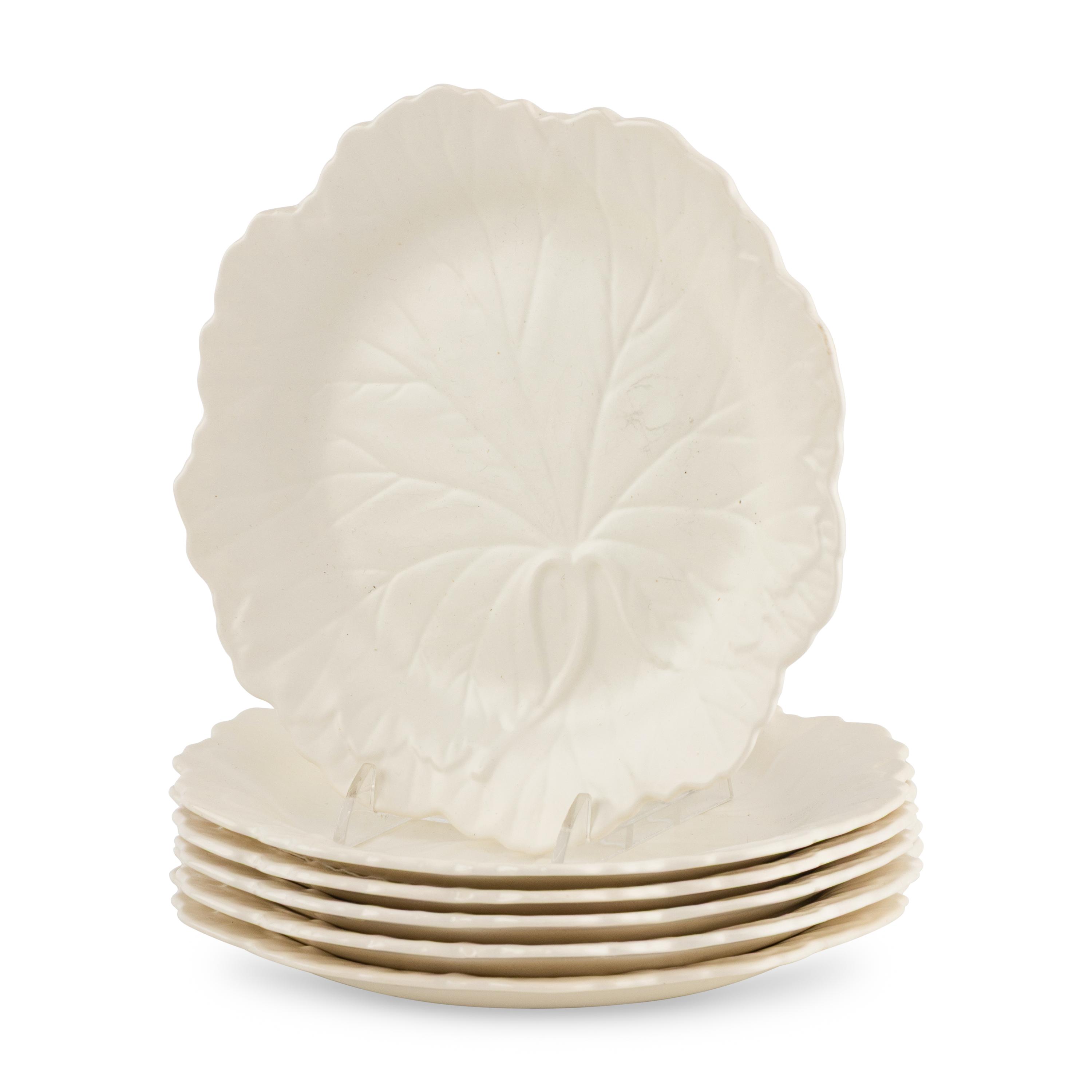 A Set of Six Wedgwood Lettuce-Ware Salad Plates