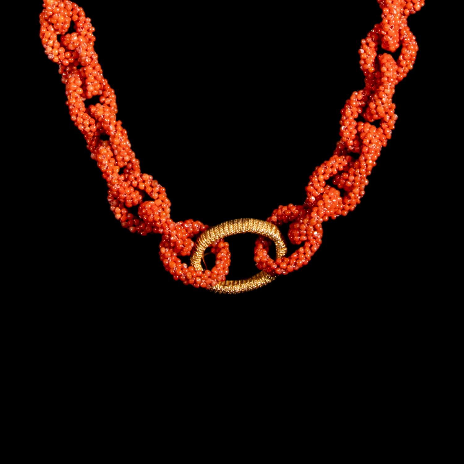 A Chinese Coral Bead 'Loop' Necklace, 20th Century