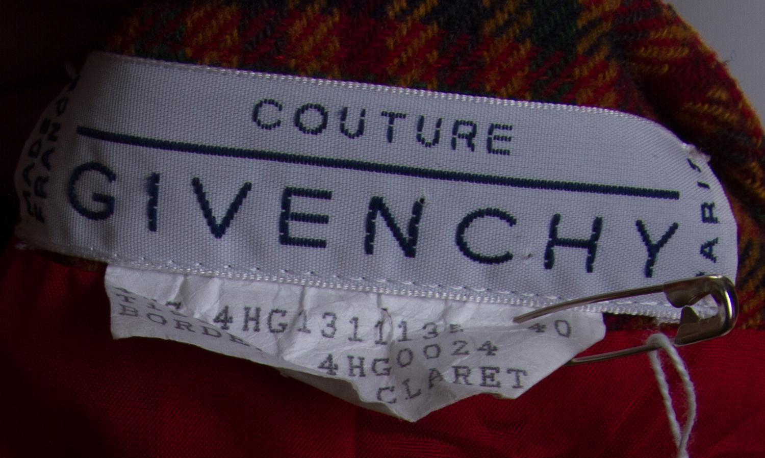 A Givenchy Multicolor Wool Plaid Pant Suit, Size 40.