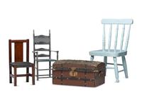 Three Painted Wood Doll's Chairs