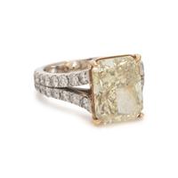 FANCY LIGHT BROWNISH GREENISH YELLOW DIAMOND AND DIAMOND RING