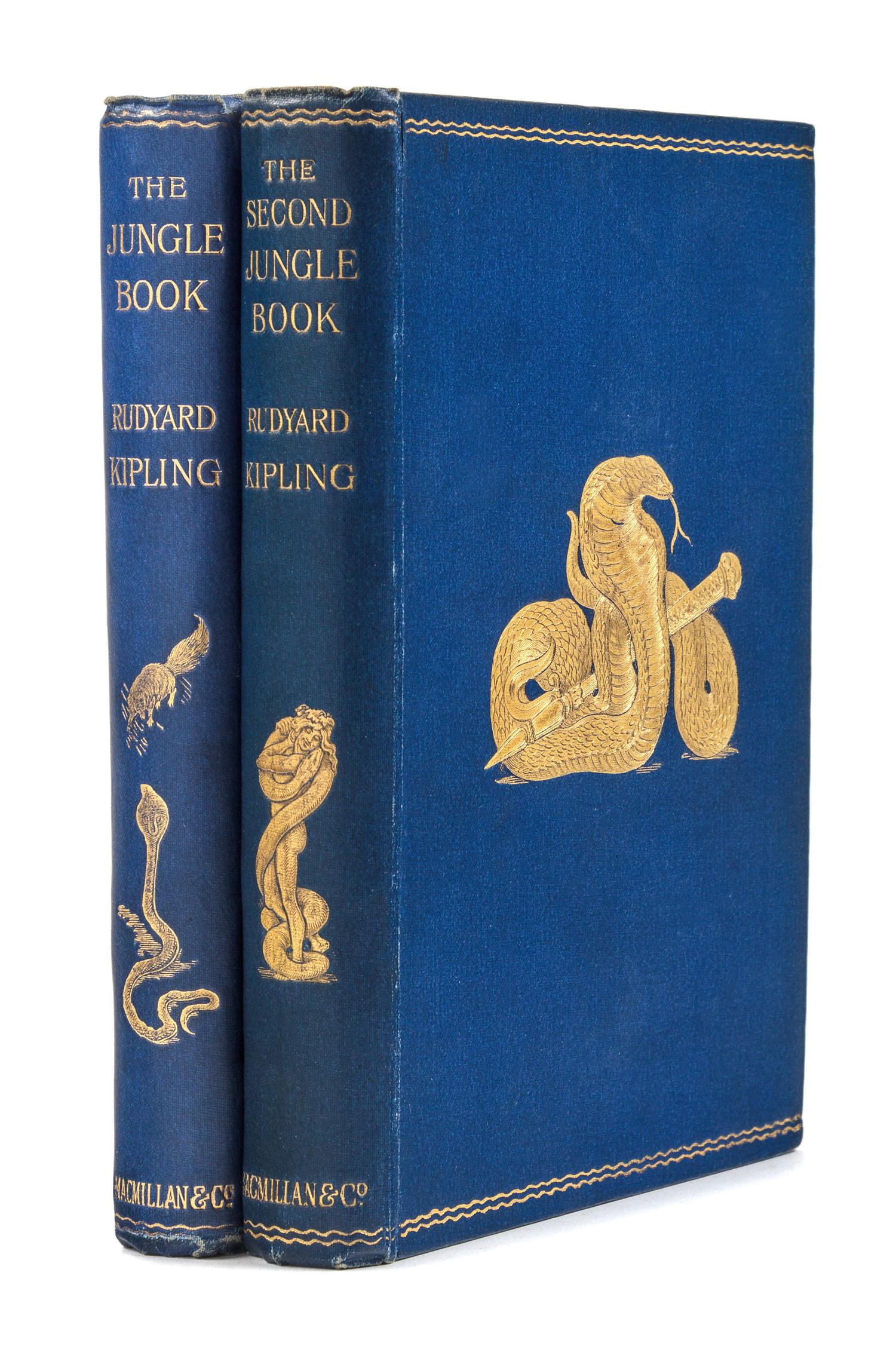 KIPLING, Rudyard (1865-1936). The Jungle Book . -- The Second Jungle Book . London and New York: Macmillan and Co., 1894 and 1895.