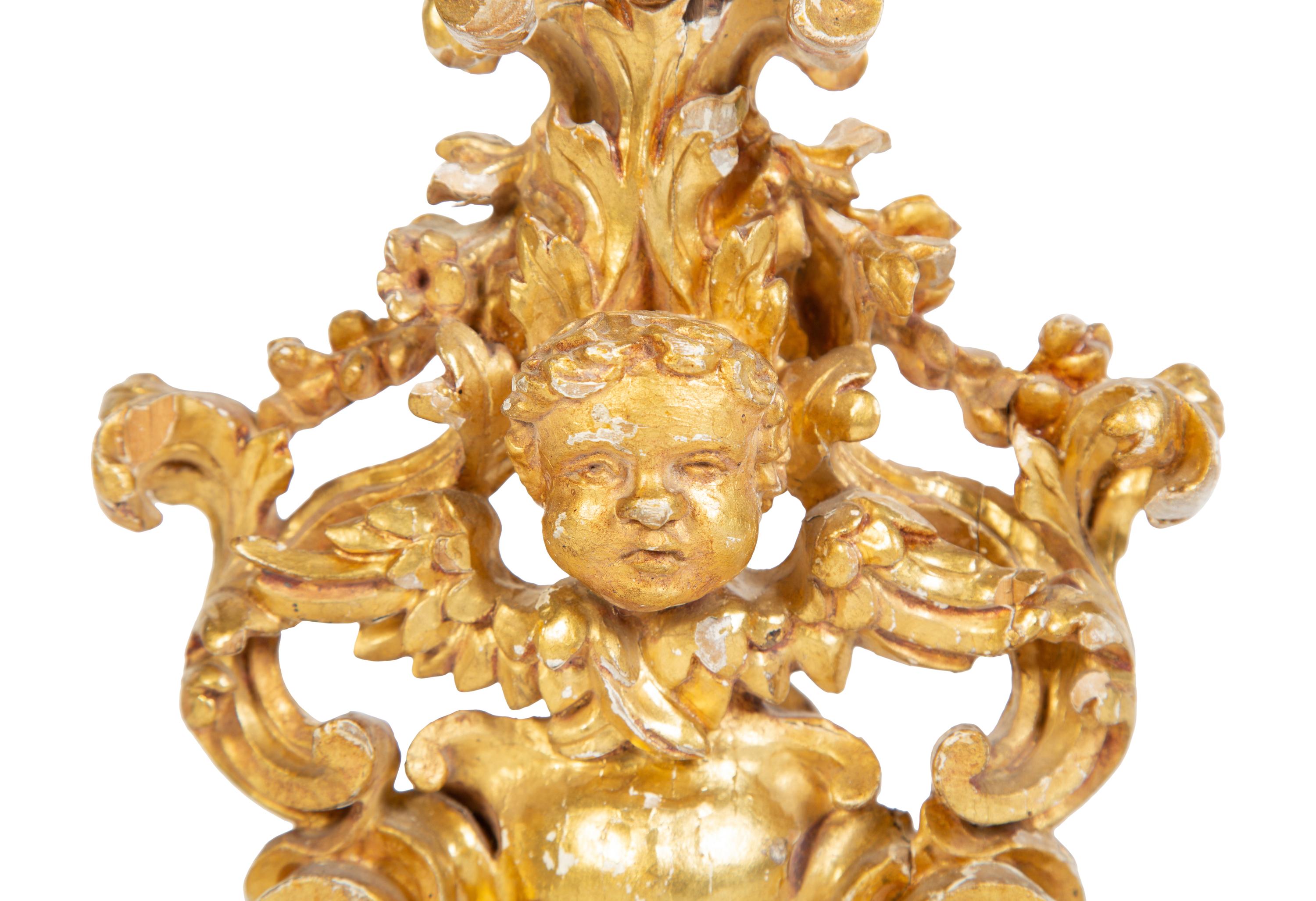 An Italian Giltwood Figural Pricket — 17TH CENTURY