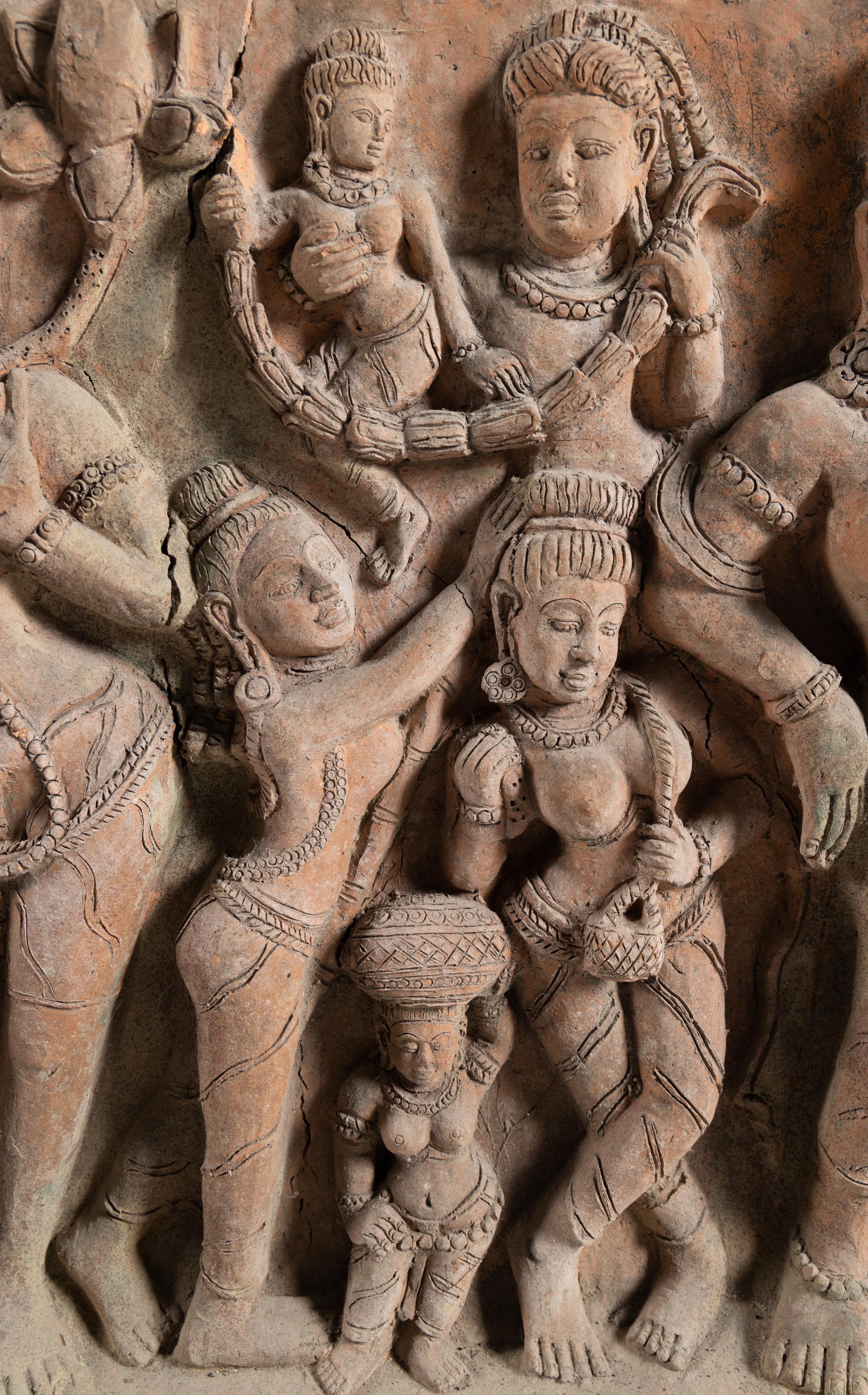 A Large Indian Carved Sandstone Relief Panel
