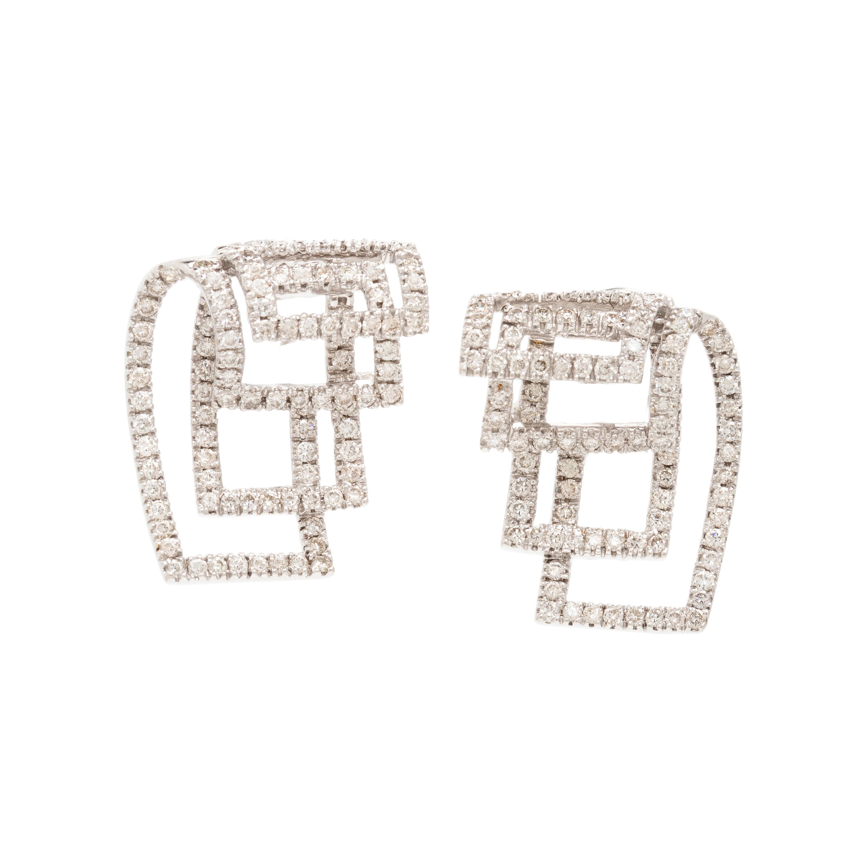 Diamond and White Gold Geometric Earrings