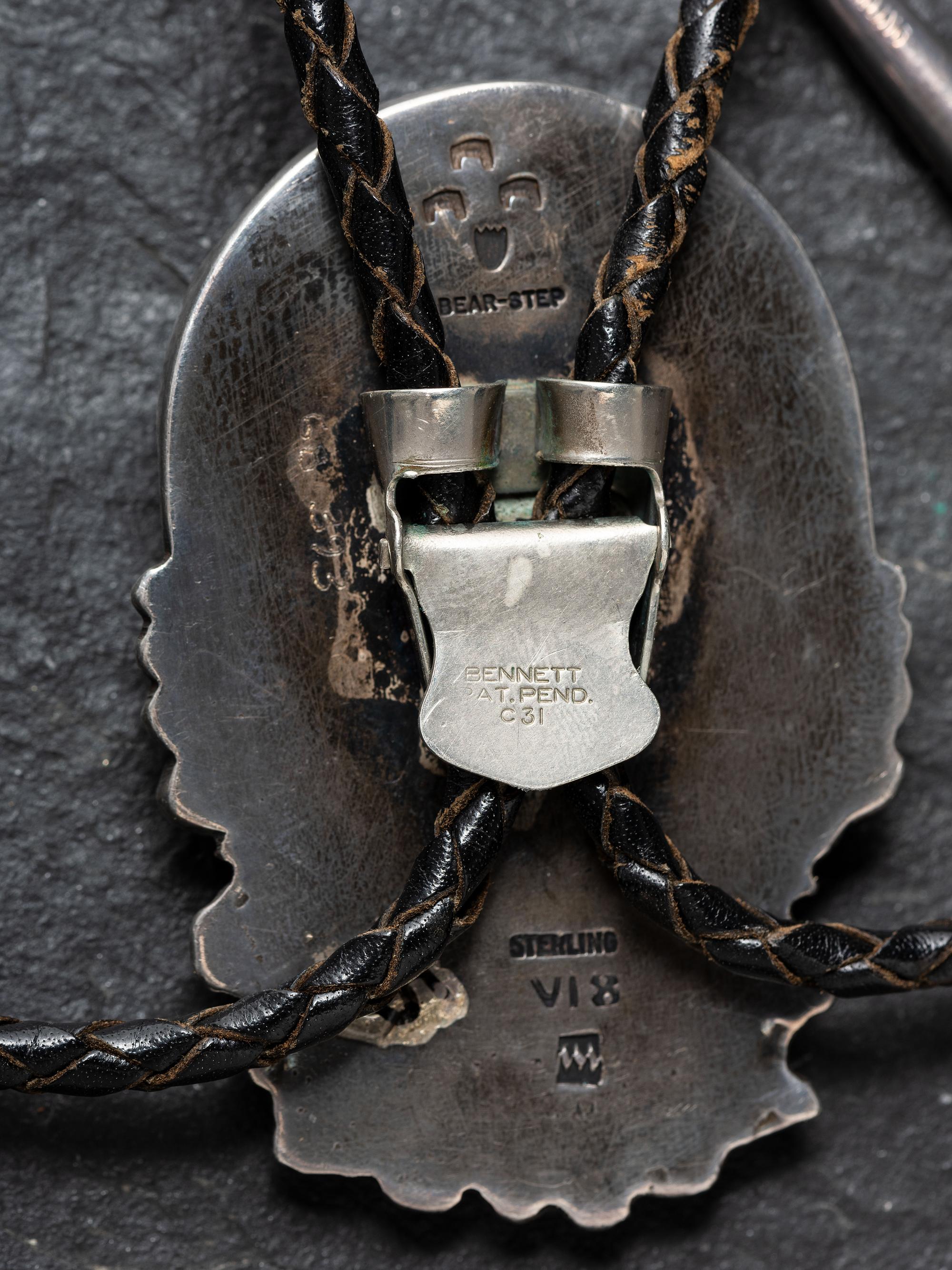 Pueblo and Navajo Silver Bolo Ties with Inlay