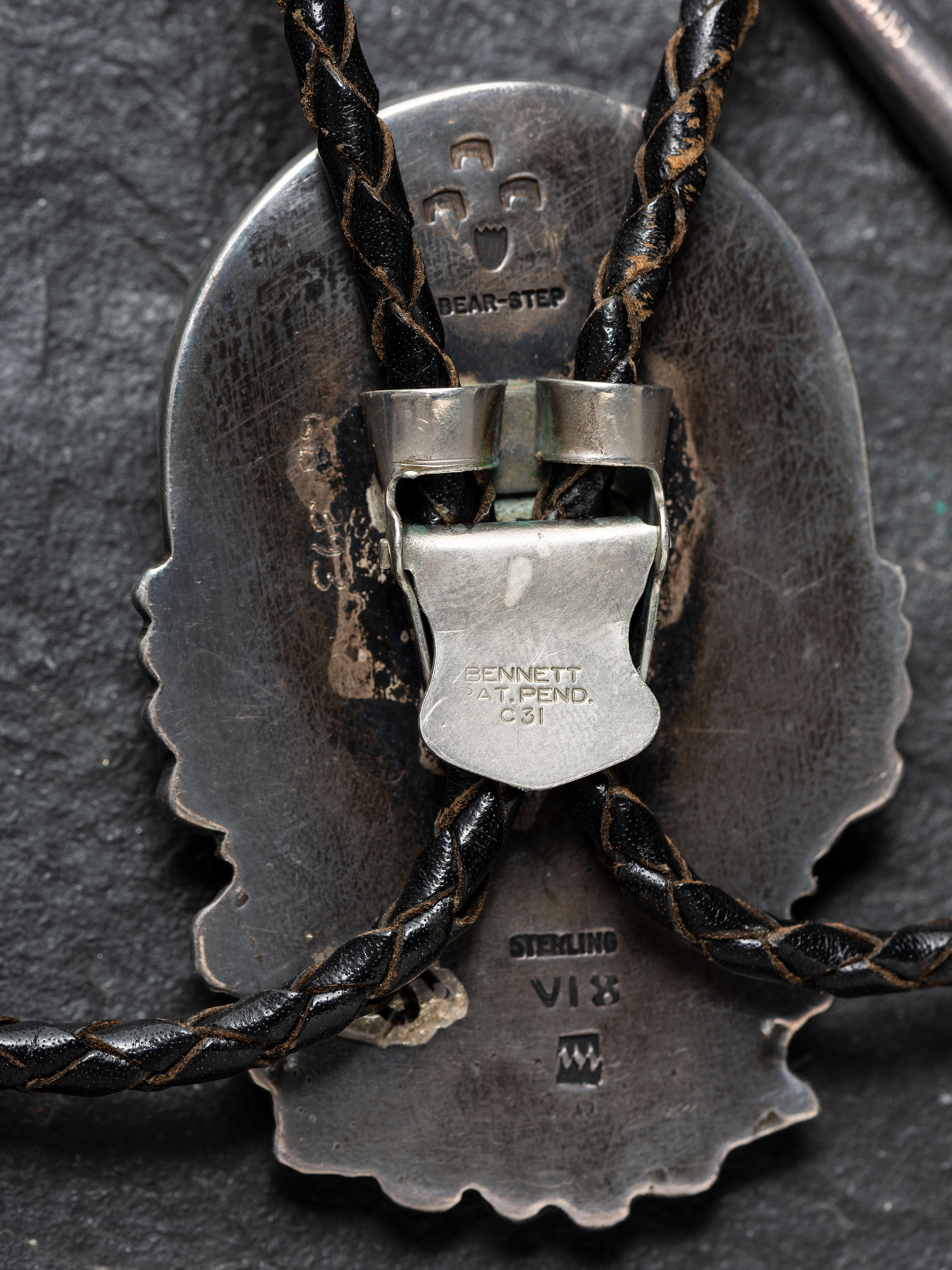 Pueblo and Navajo Silver Bolo Ties with Inlay