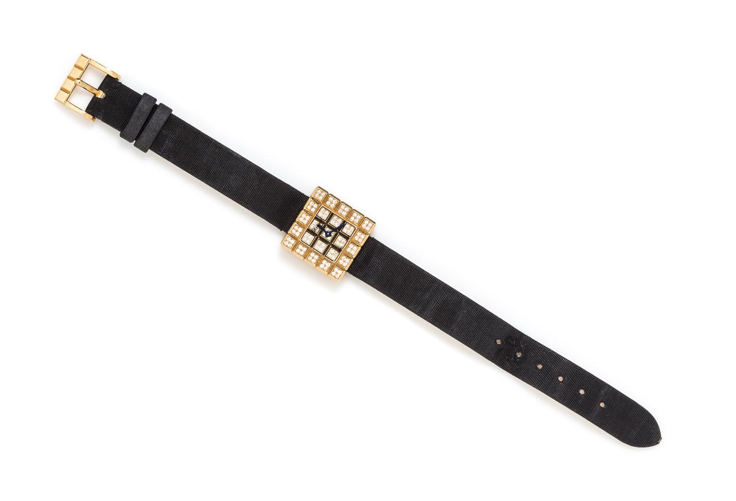 An 18 Karat Yellow Gold and Diamond "Ice Cube" Wristwatch, Chopard,