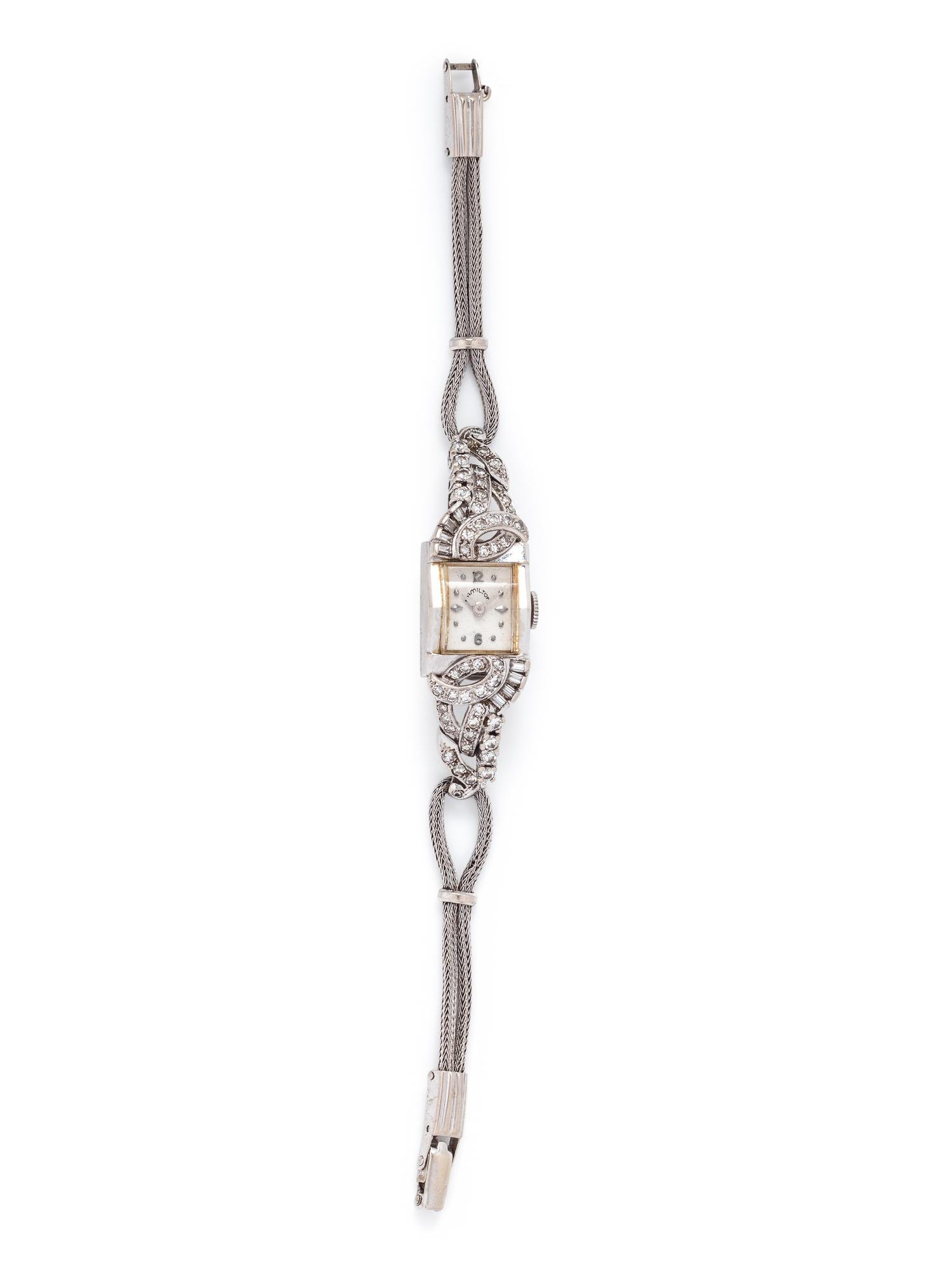 HAMILTON, 14K WHITE GOLD AND DIAMOND WRISTWATCH