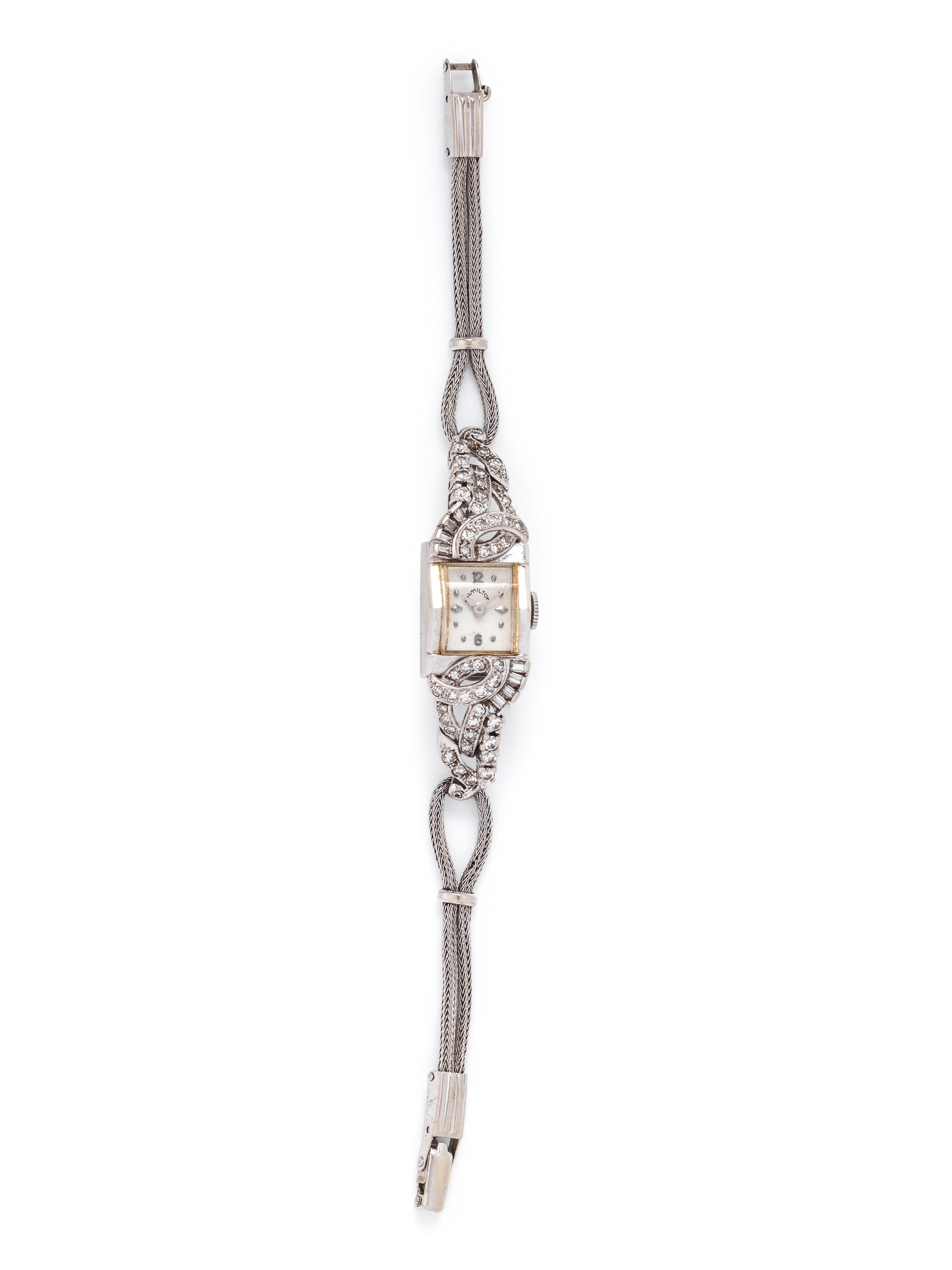 HAMILTON, 14K WHITE GOLD AND DIAMOND WRISTWATCH