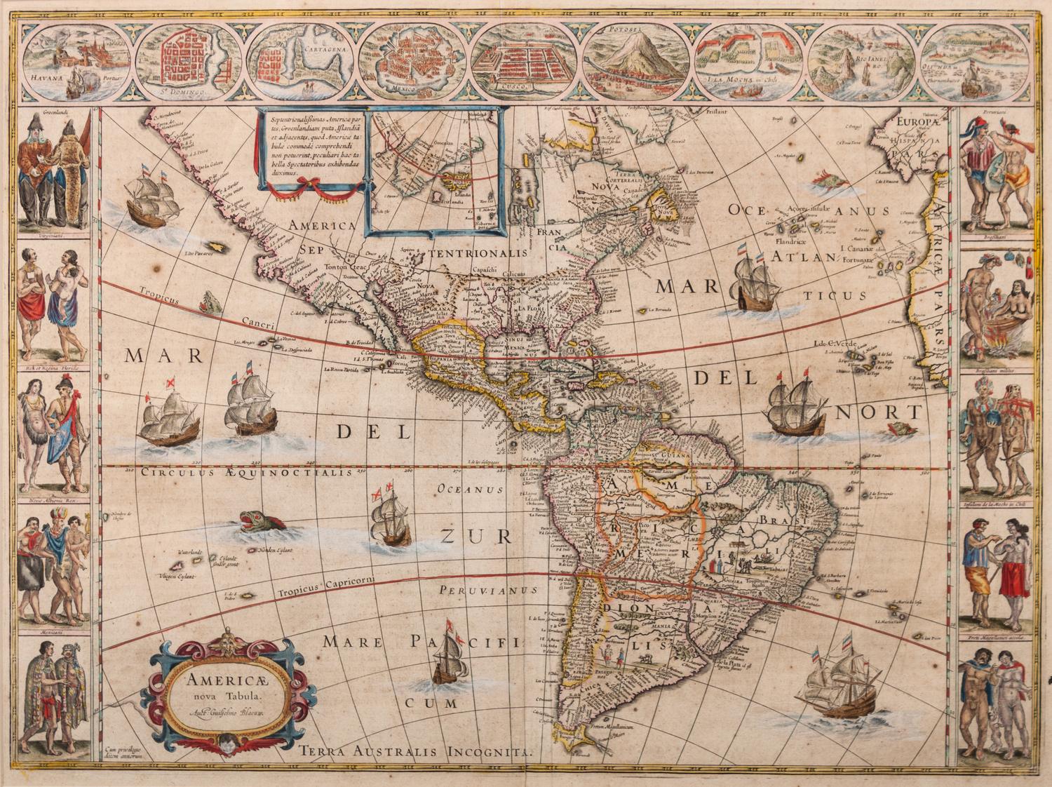 BLAEU, WILLEM Americae Nova Tabula. Amsterdam, ca 1640. — (Dutch, 1571-1638)