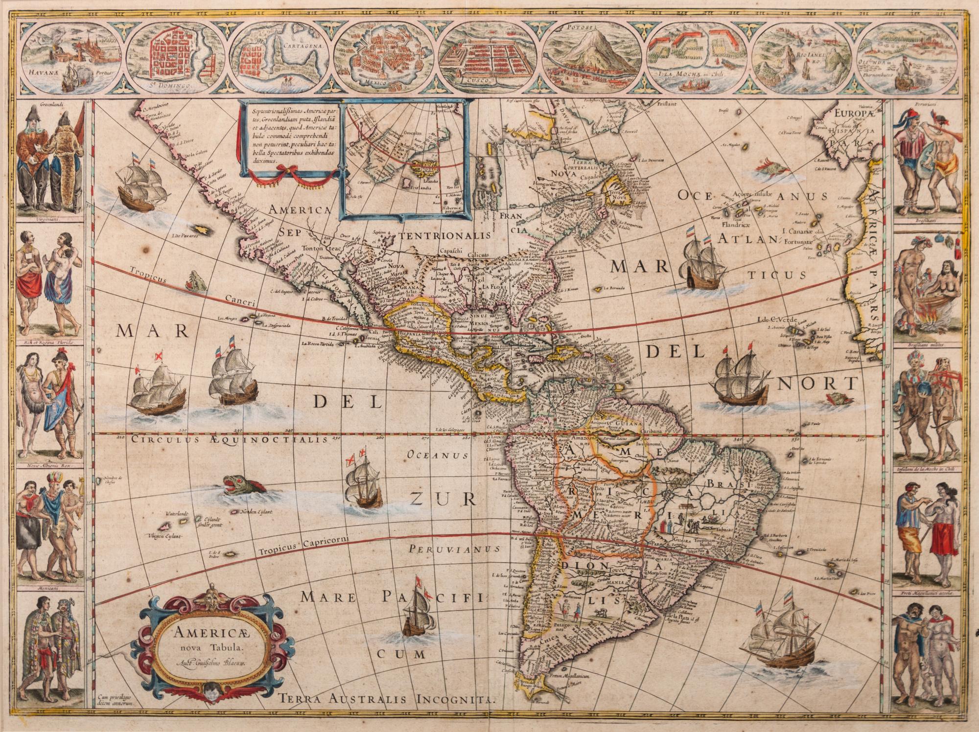 BLAEU, WILLEM Americae Nova Tabula. Amsterdam, ca 1640. — (Dutch, 1571-1638)