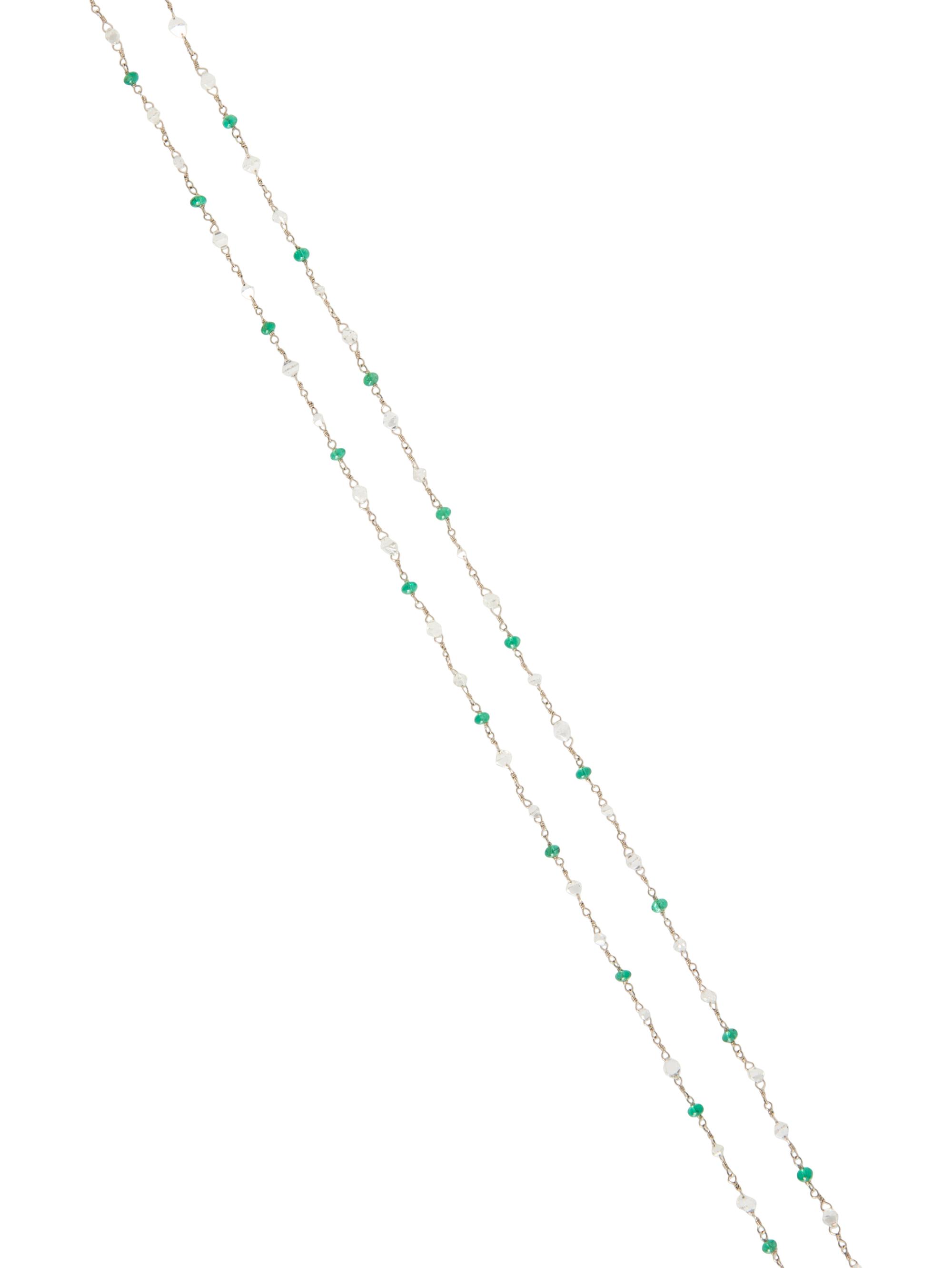 EMERALD AND DIAMOND BEAD NECKLACE