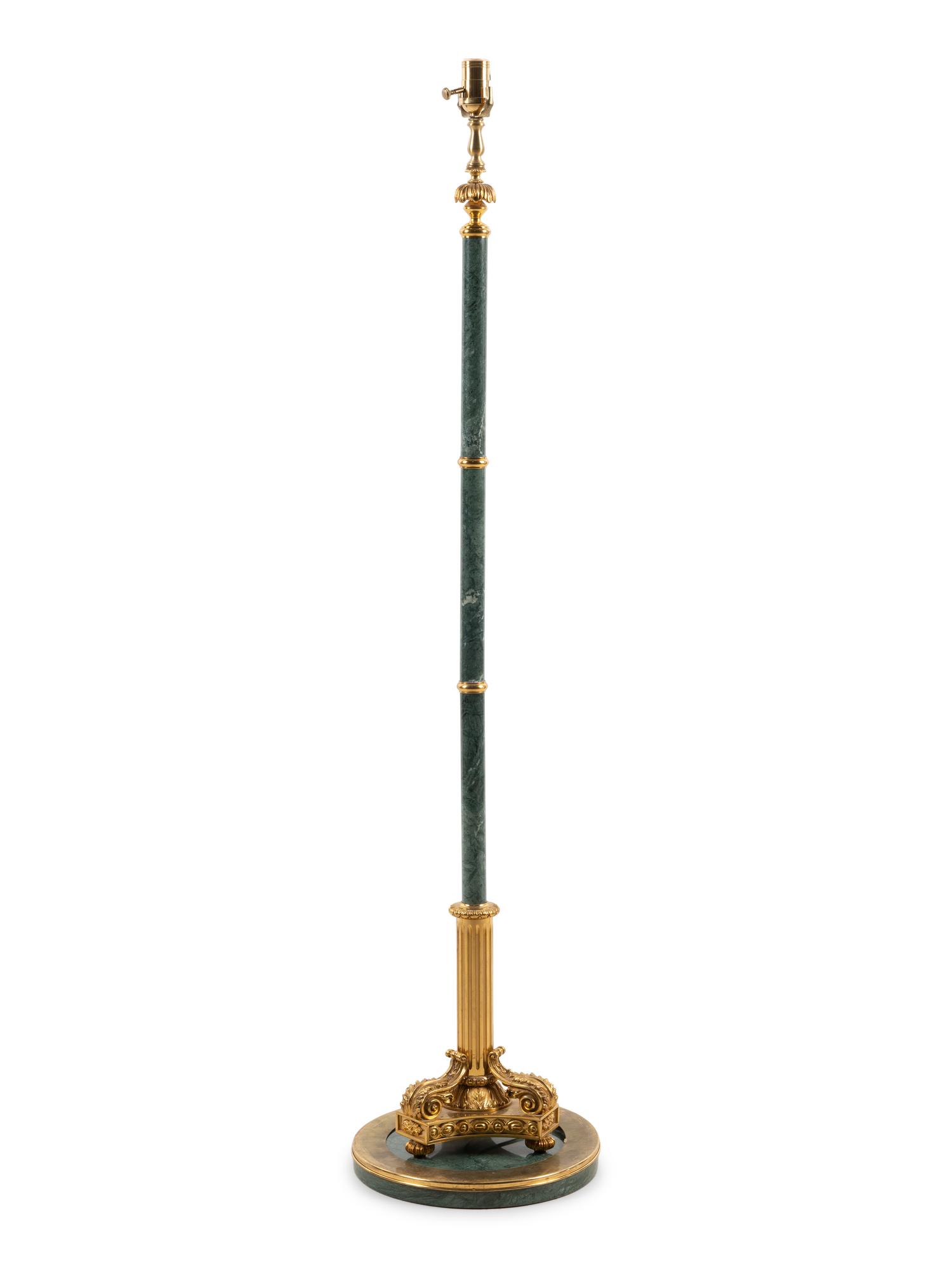 A Continental Gilt Metal Mounted Marble Floor Lamp