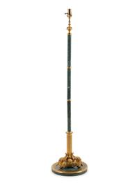 A Continental Gilt Metal Mounted Marble Floor Lamp