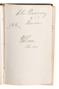 [CIVIL WAR] -- [RECONSTRUCTION]. Autograph album containing signatures of politicians in the 39th Congress and military officers collected by Mrs. Josephine Lee Darling, wife of New York Congressman William A. Darling.