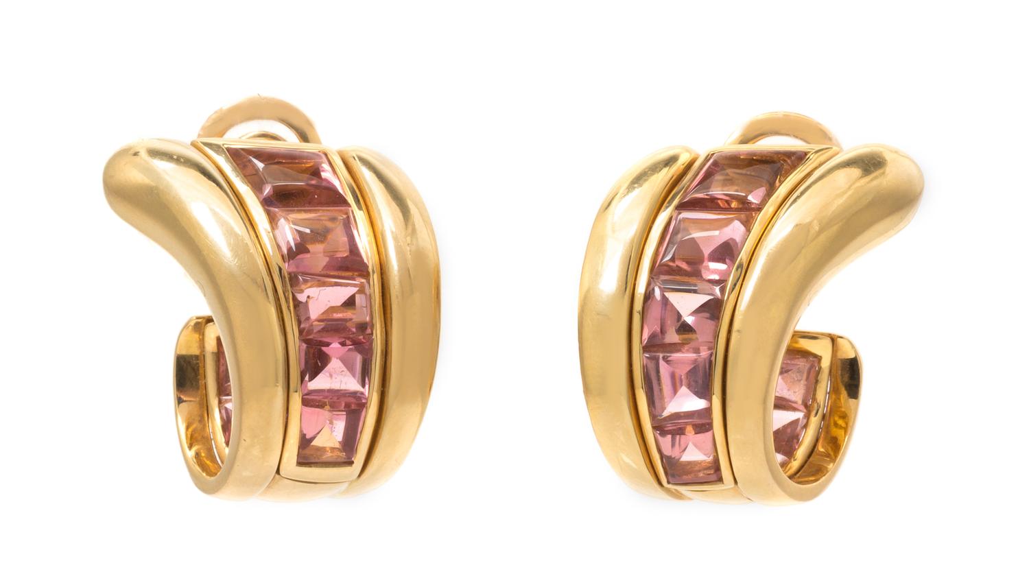 A Pair of 18 Karat Rose Gold and Pink Tourmaline Earclips, Verdura, 19.10 dwts.