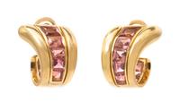 A Pair of 18 Karat Rose Gold and Pink Tourmaline Earclips, Verdura, 19.10 dwts.