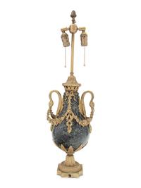 A French Gilt Bronze and Marble Urn Mounted as a Lamp