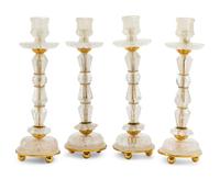 A Set of Four Rock Crystal Candlesticks