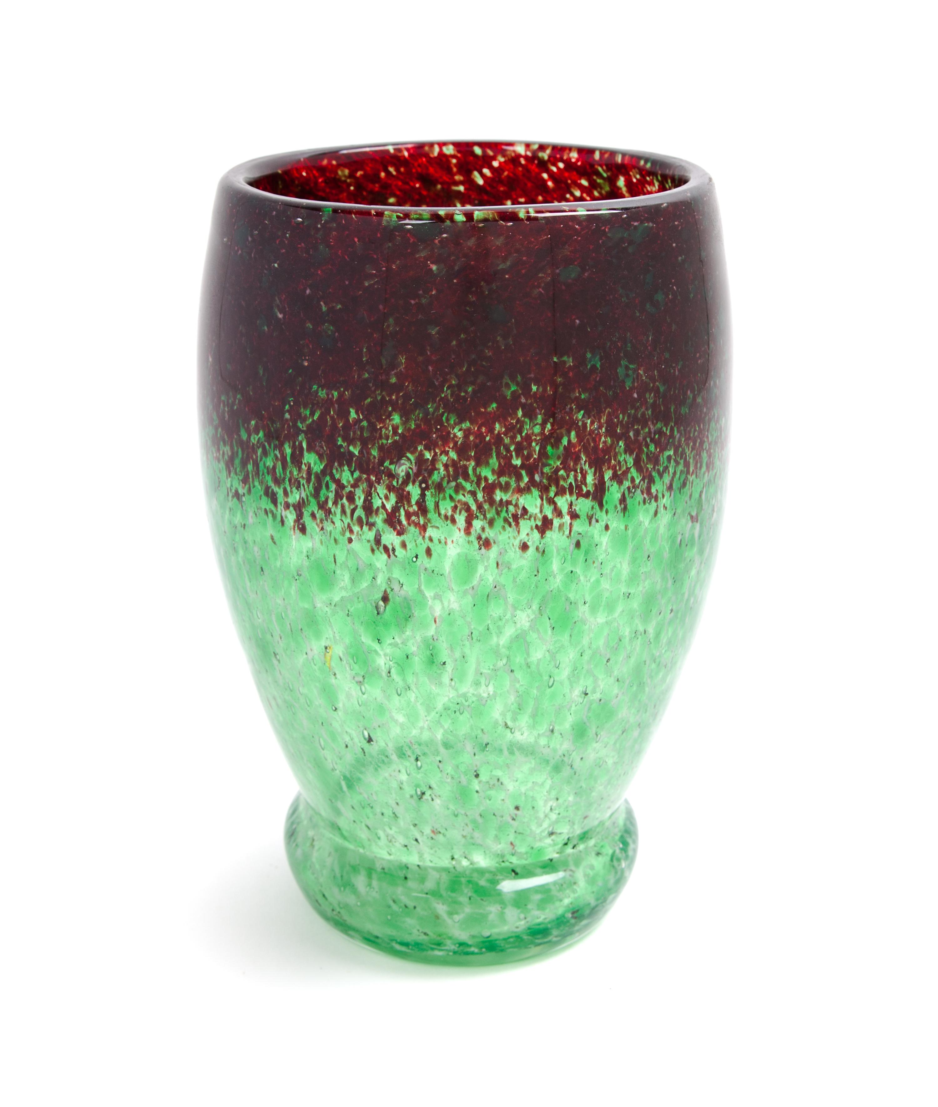 A French Mottled Glass Vase Height 8 inches.