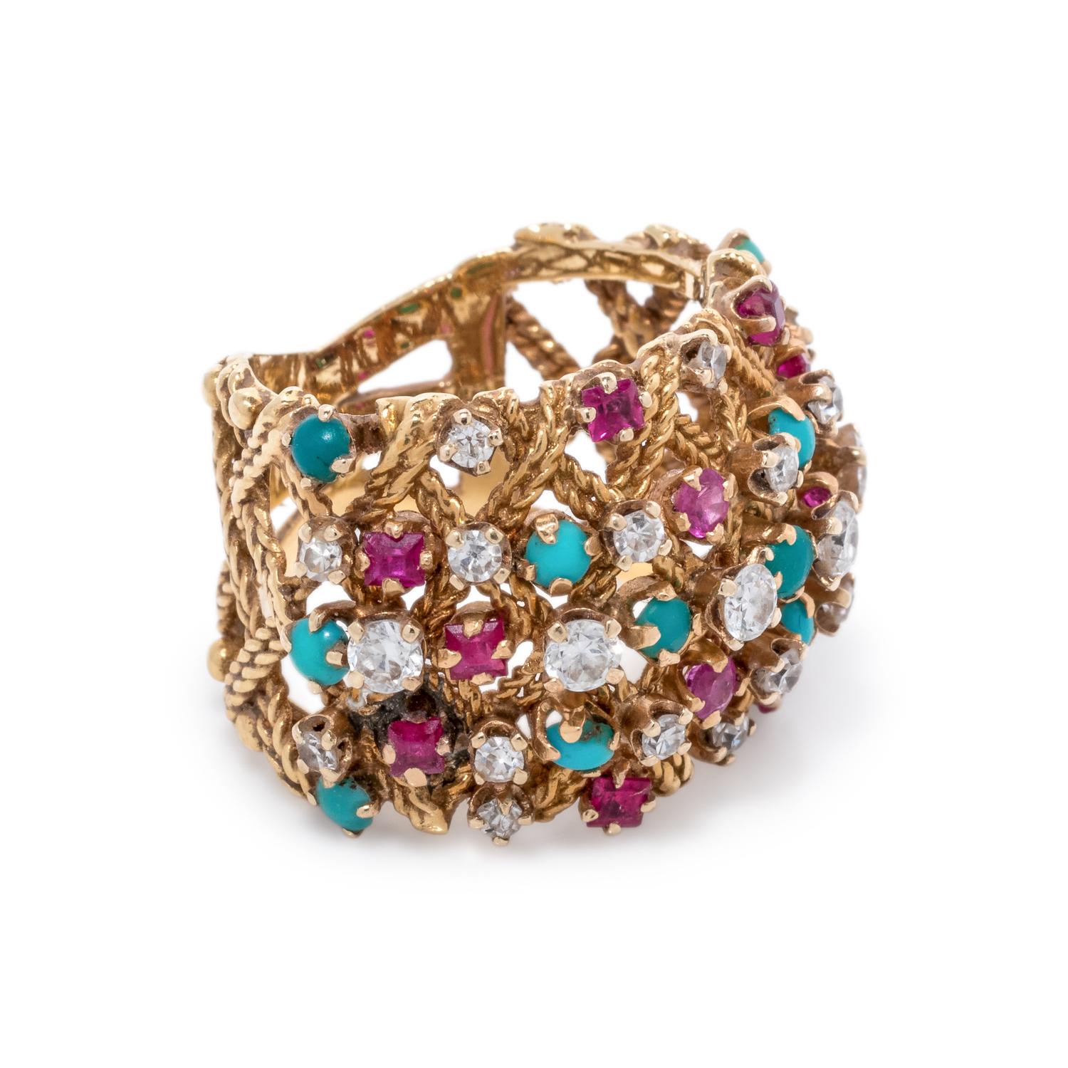 MULTIGEM AND DIAMOND RING