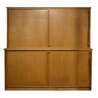 A Mid-Century Two-Tier Wood Cabinet 89" W x 17" D x 84.5" H — France, Mid-20th Century