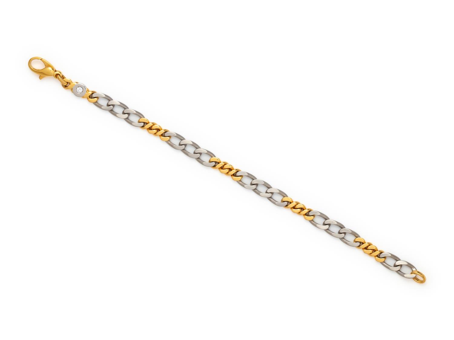 YELLOW GOLD, PLATINUM AND DIAMOND BRACELET