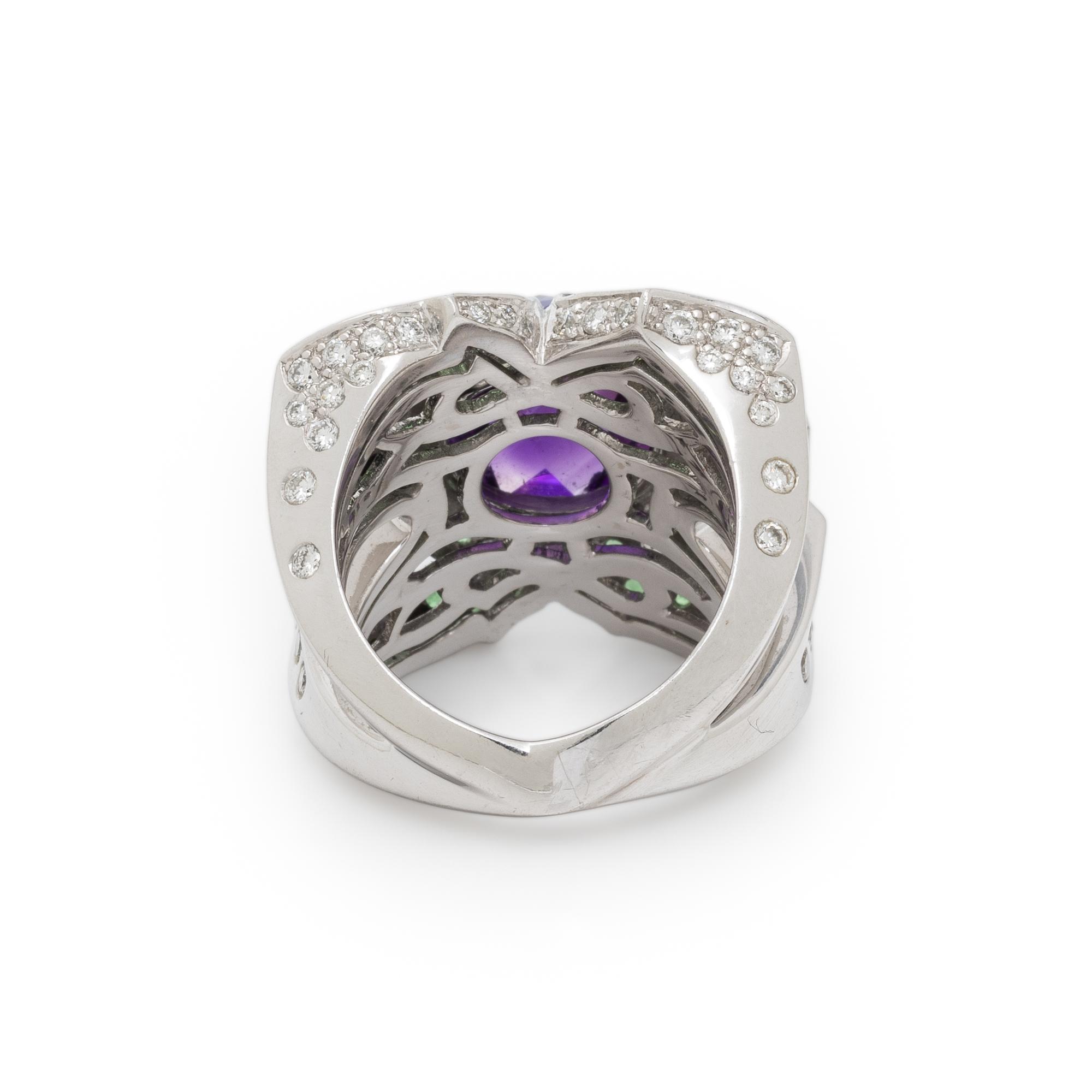 STEPHEN WEBSTER, AMETHYST, TSAVORITE GARNET, DIAMOND, AND WHITE GOLD RING