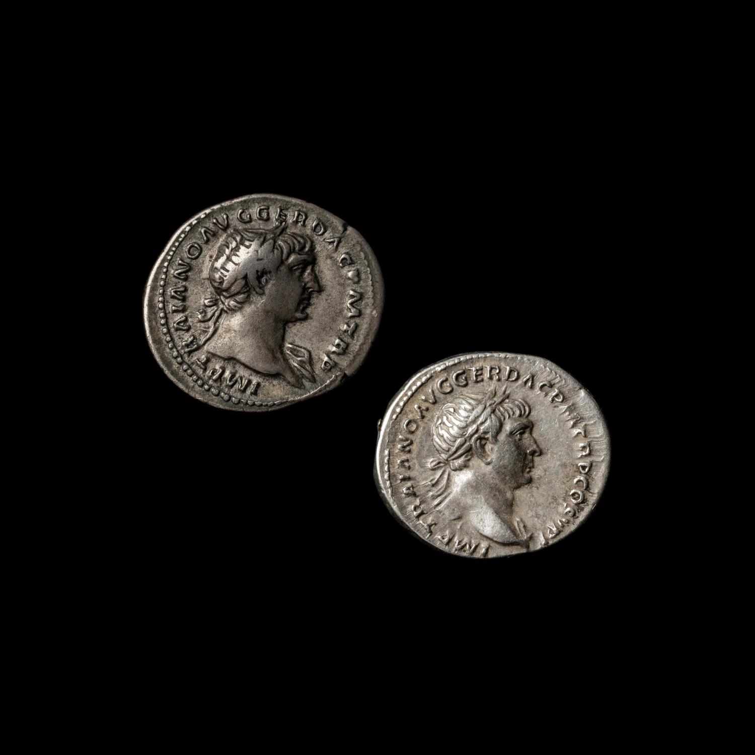 [ANCIENTS] ROMAN EMPIRE. Trajan (c. 98-117). Ar Denarii. (3.4 g and 3.1 g, 20mm each); Two Coins .