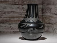 Carve Blackware Pottery Jar, with Avanyu
