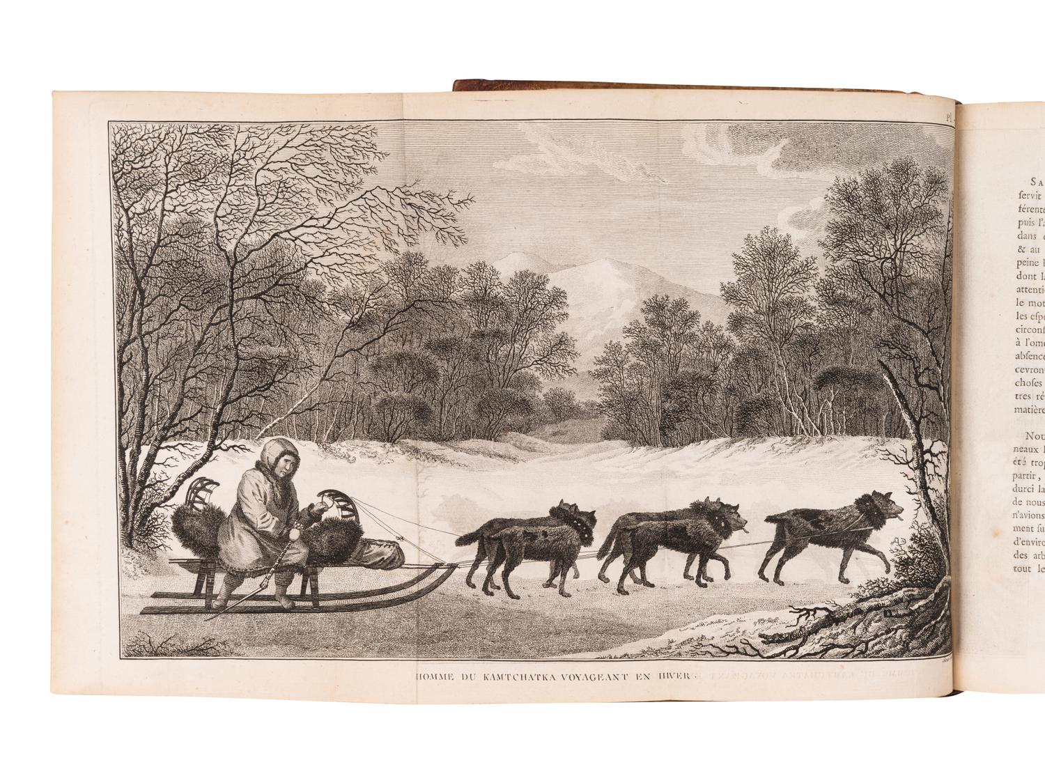 [EXPLORATION -- PACIFIC]. COOK, Capt. James (1728-1779), and Capt. James KING (1750-1784). [Third voyage]. Troisieme voyage de Cook, ou voyage a l'ocean Pacifique... pour faire des decouvertes dans l'hemisphre nord, pour determiner la position & le'tendue de la cote ouest de l'Amerique Septentrionale, sa distance de l'Asie, & resoudre la question du passage au nord. Execute sous la direction des Capitaines Cook, Clerke & Gore, sur les vaisseaux la Resolution & la Decouverte, en 1776, 1777, 1778, 1779 & 1780 . Translated from English into French by Jean Nicholas Demunier. Paris: Hotel de Thou, 1785.
