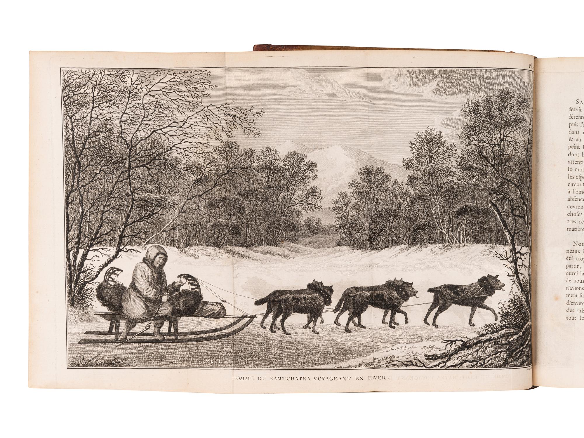 [EXPLORATION -- PACIFIC]. COOK, Capt. James (1728-1779), and Capt. James KING (1750-1784). [Third voyage]. Troisieme voyage de Cook, ou voyage a l'ocean Pacifique... pour faire des decouvertes dans l'hemisphre nord, pour determiner la position & le'tendue de la cote ouest de l'Amerique Septentrionale, sa distance de l'Asie, & resoudre la question du passage au nord. Execute sous la direction des Capitaines Cook, Clerke & Gore, sur les vaisseaux la Resolution & la Decouverte, en 1776, 1777, 1778, 1779 & 1780 . Translated from English into French by Jean Nicholas Demunier. Paris: Hotel de Thou, 1785.