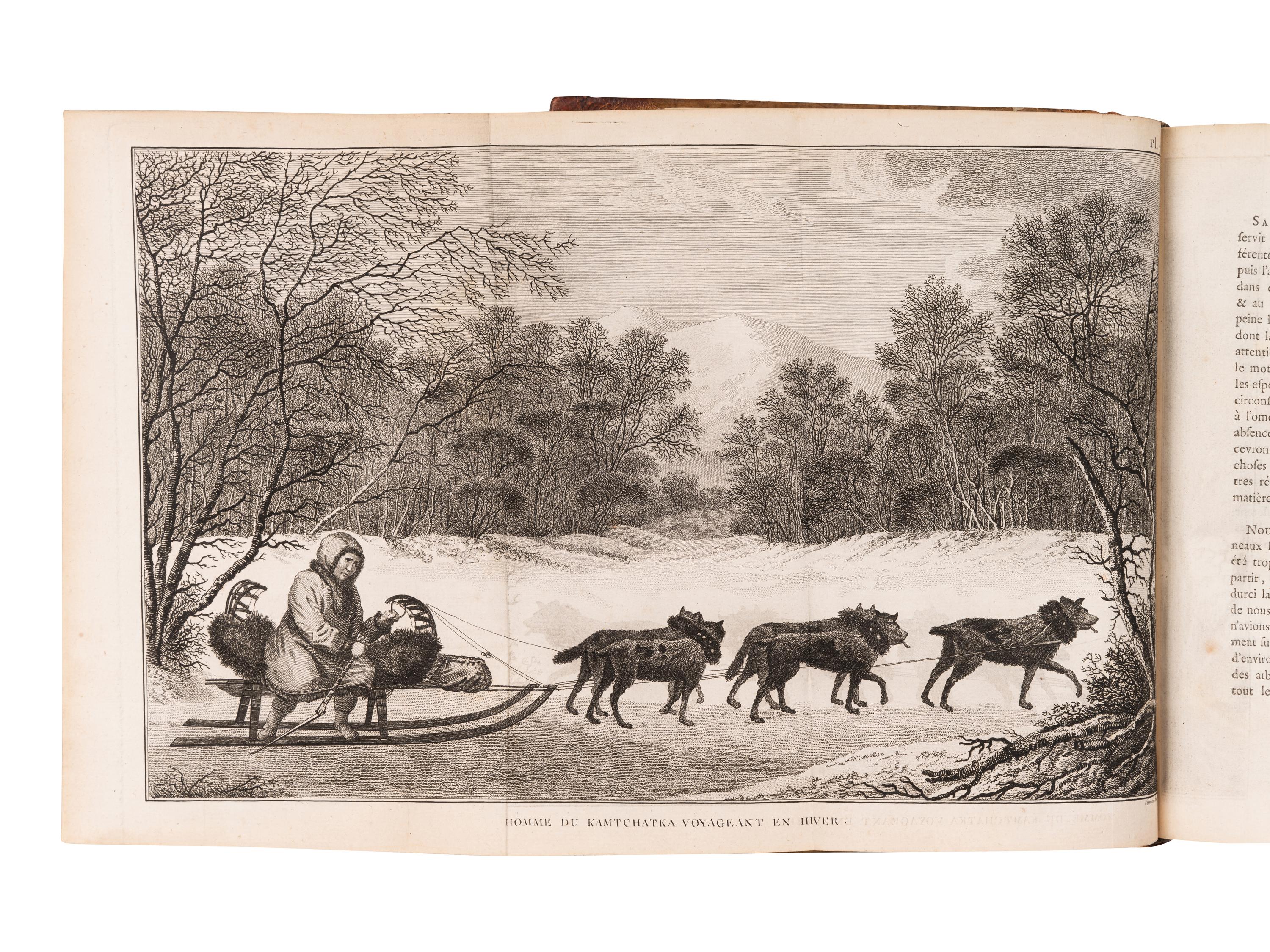 [EXPLORATION -- PACIFIC]. COOK, Capt. James (1728-1779), and Capt. James KING (1750-1784). [Third voyage]. Troisieme voyage de Cook, ou voyage a l'ocean Pacifique... pour faire des decouvertes dans l'hemisphre nord, pour determiner la position & le'tendue de la cote ouest de l'Amerique Septentrionale, sa distance de l'Asie, & resoudre la question du passage au nord. Execute sous la direction des Capitaines Cook, Clerke & Gore, sur les vaisseaux la Resolution & la Decouverte, en 1776, 1777, 1778, 1779 & 1780 . Translated from English into French by Jean Nicholas Demunier. Paris: Hotel de Thou, 1785.
