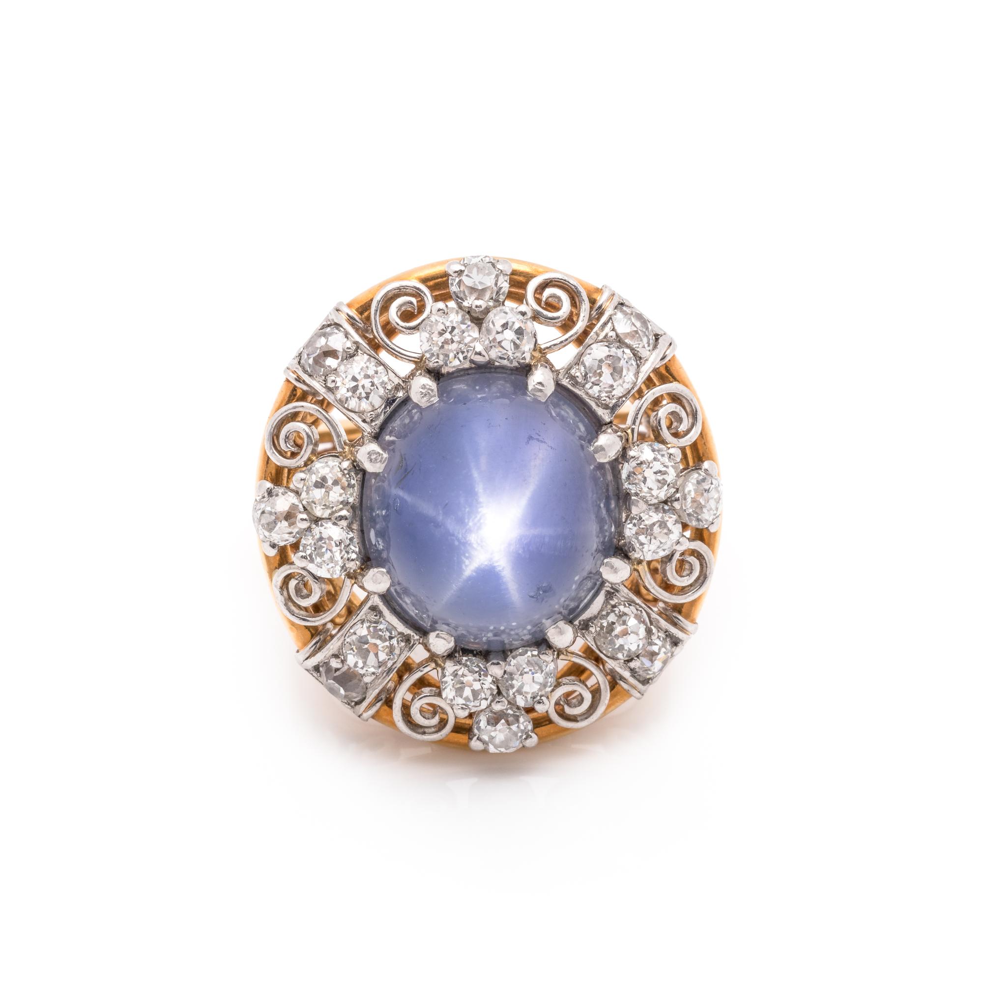 STAR SAPPHIRE AND DIAMOND RING