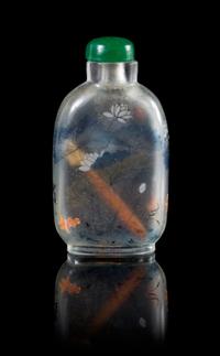 An Inside Painted Glass Snuff Bottle Height 2 3/4 inches.