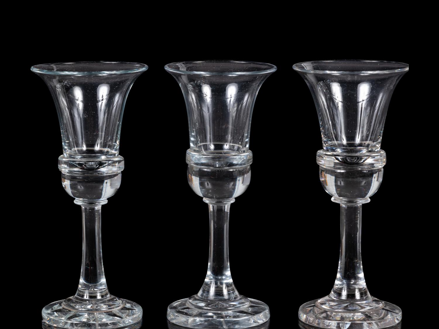 A Set of Five Trumpet-Form Wine Stems Attributed to Baccarat