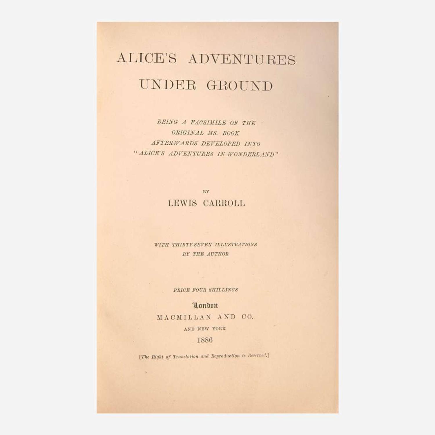 [Children's & Illustrated] Carroll, Lewis Alice's Adventures Under Ground...