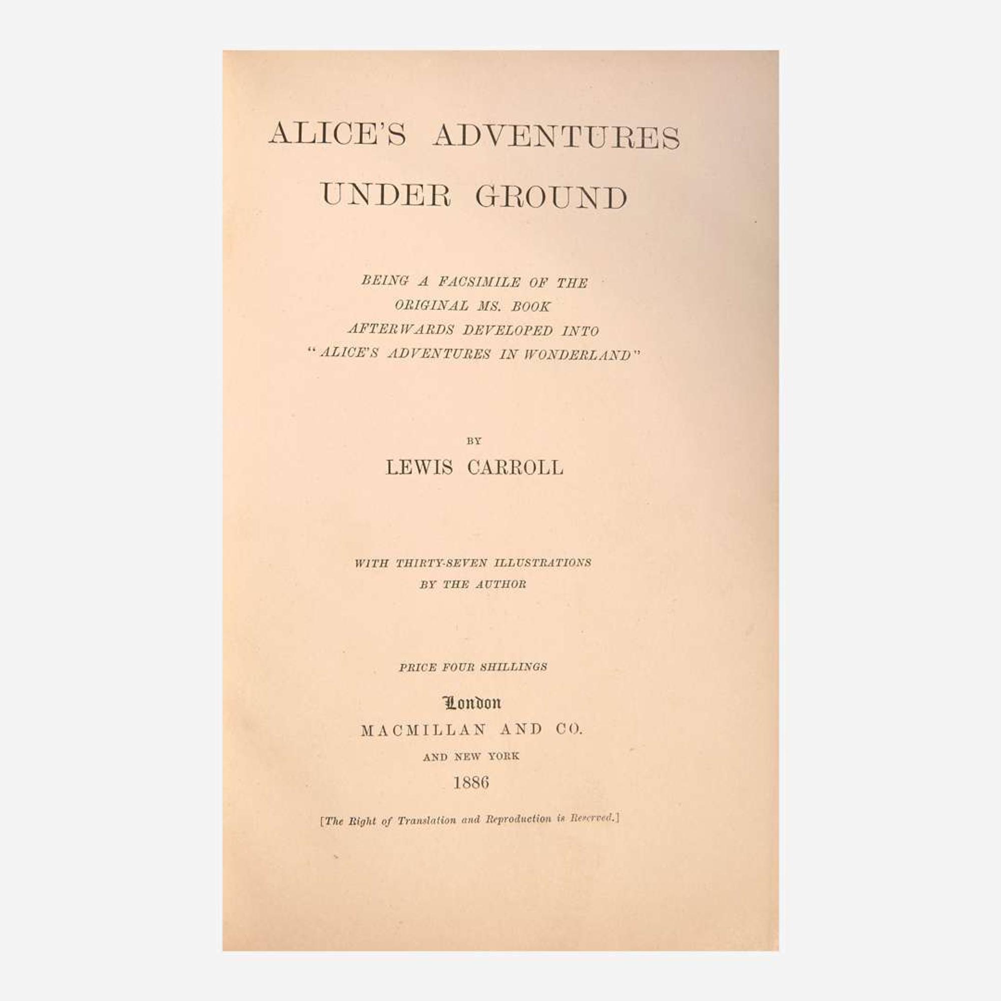 [Children's & Illustrated] Carroll, Lewis Alice's Adventures Under Ground...