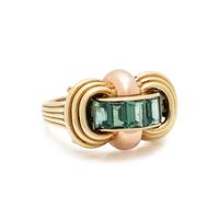RETRO, BICOLOR GOLD AND TOURMALINE RING