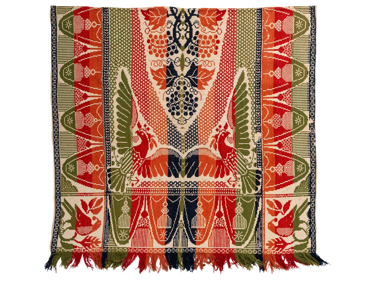 A Child's Eagle and Shield Pattern Jacquard Coverlet