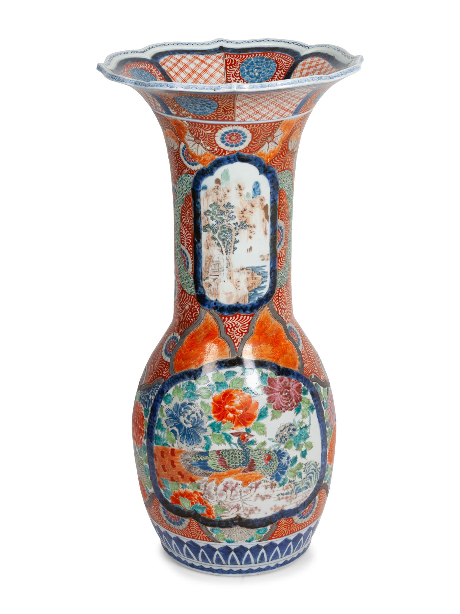 A Group of Kutani and Imari Palette Porcelain Vases