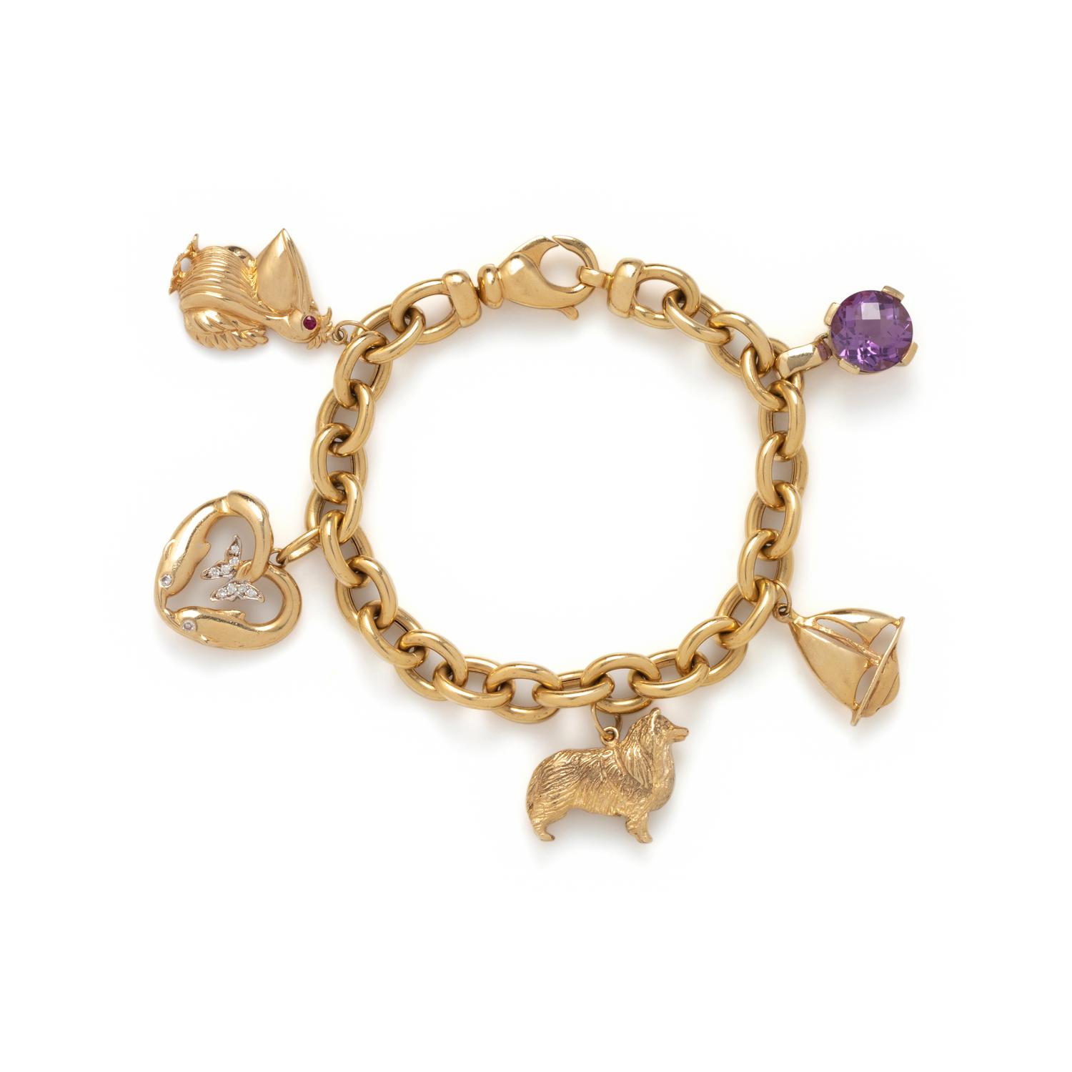 YELLOW GOLD CHARM BRACELET