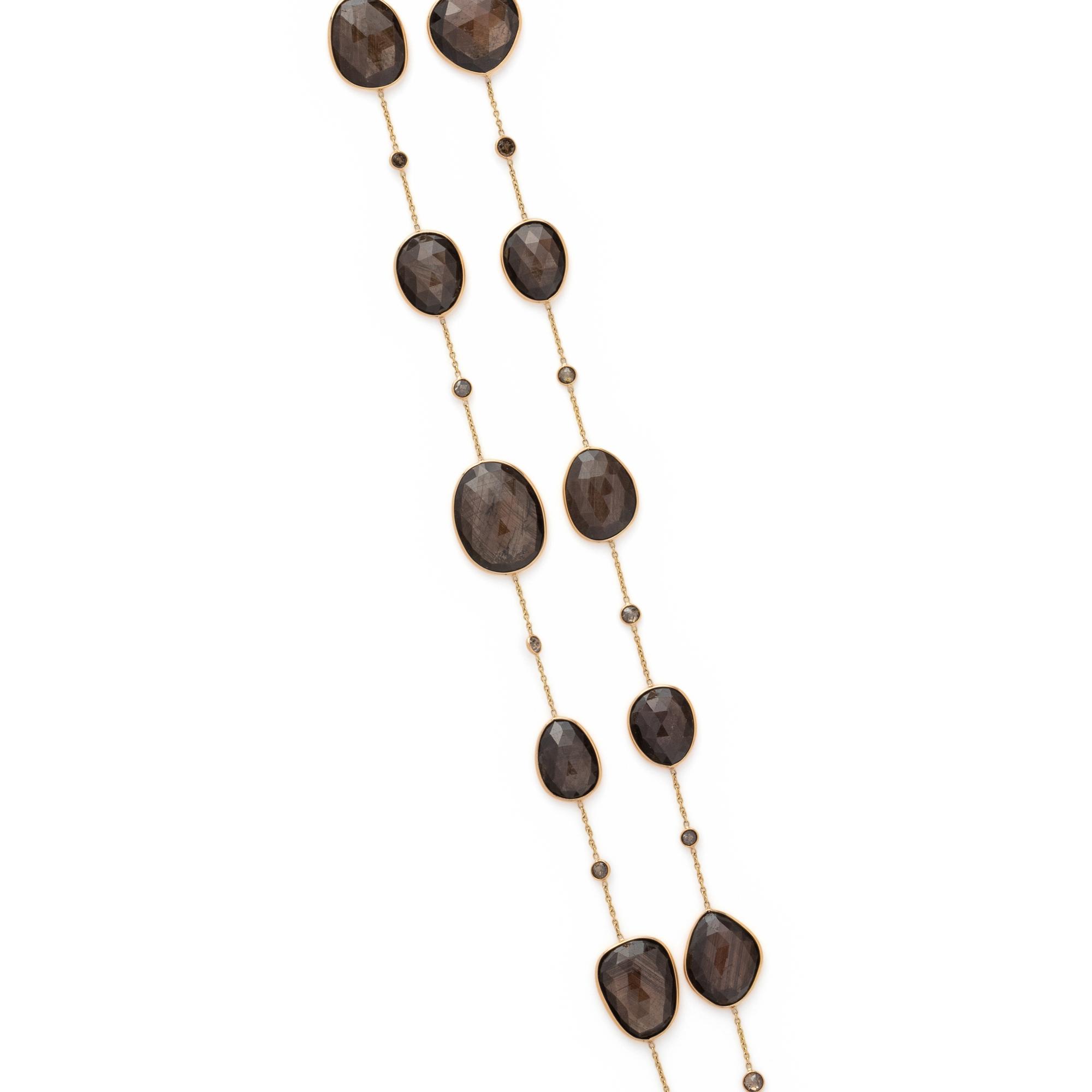 YELLOW GOLD, GREY SAPPHIRE AND COLORED DIAMOND NECKLACE