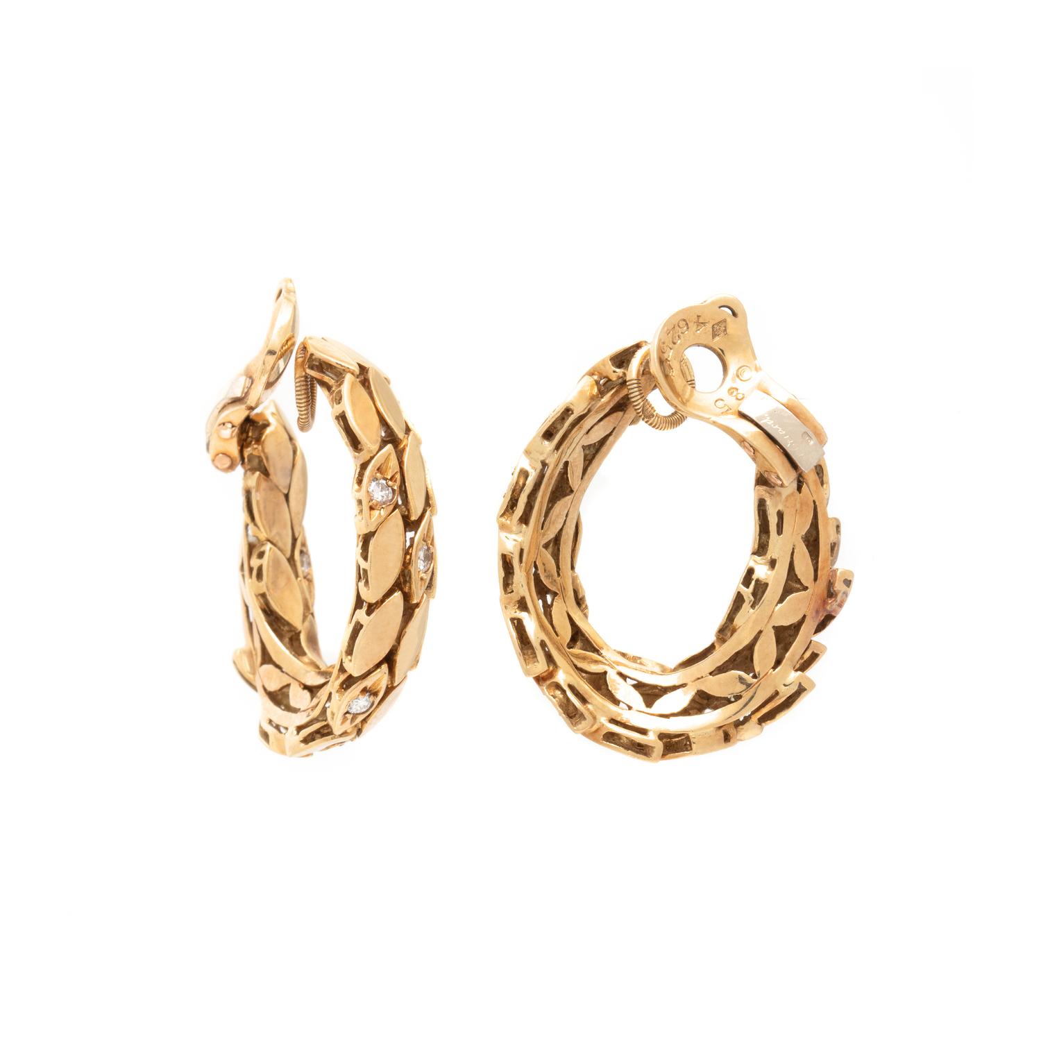 GERARD, YELLOW GOLD AND DIAMOND HOOP EARRINGS