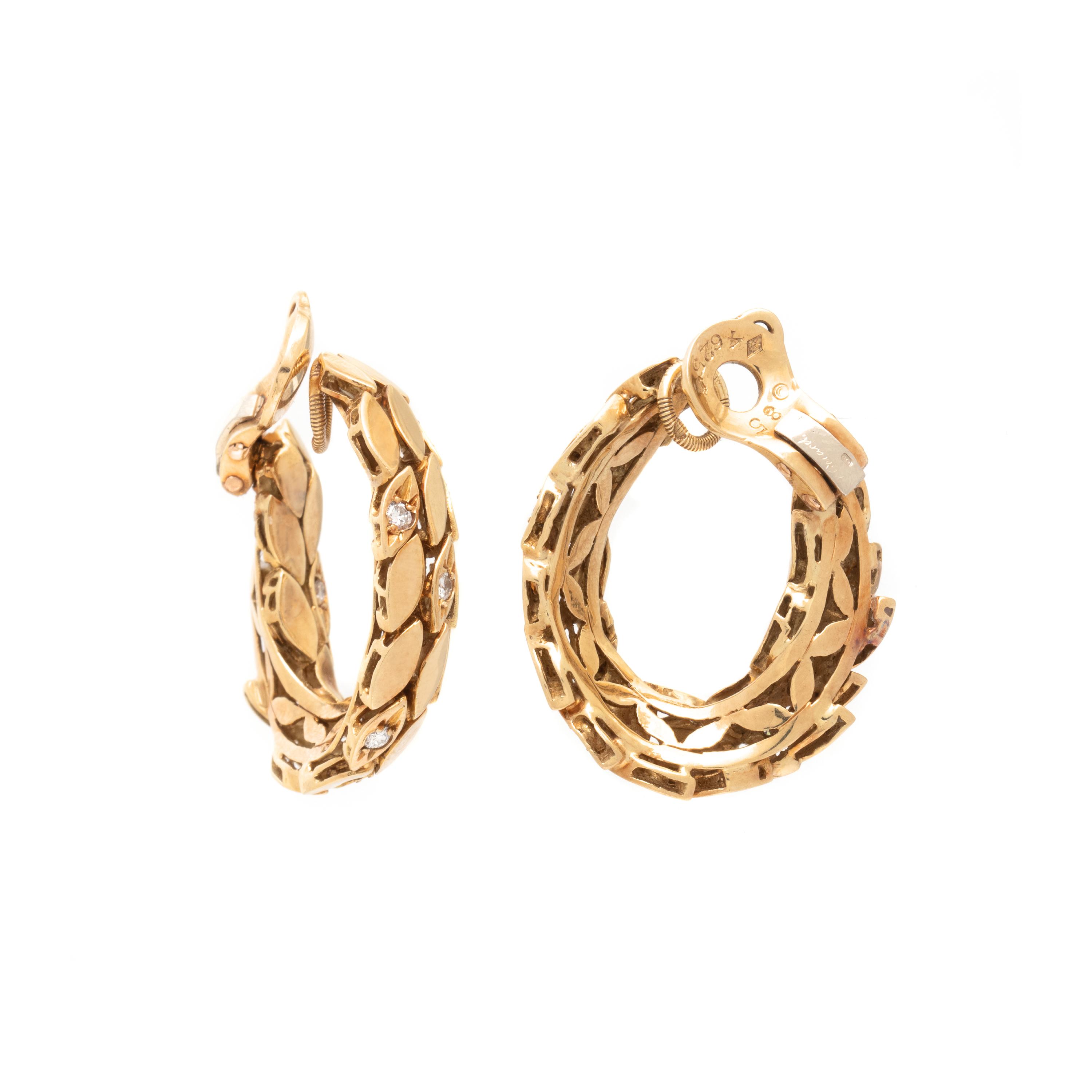 GERARD, YELLOW GOLD AND DIAMOND HOOP EARRINGS