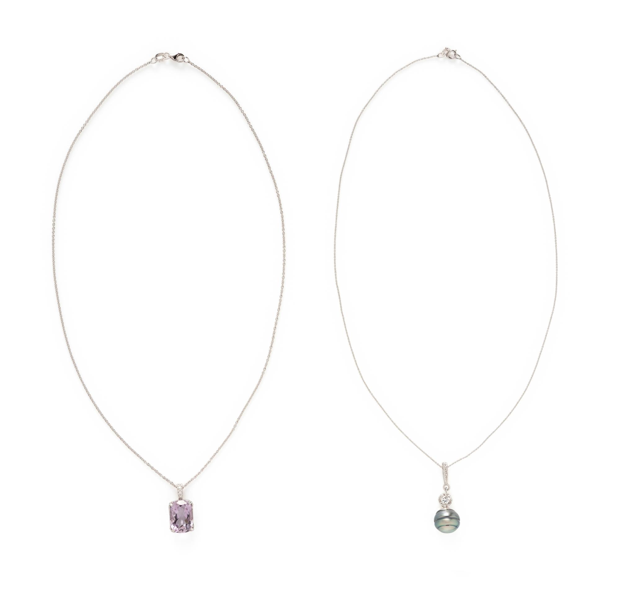 TAHITIAN CULTURED PEARL NECKLACE AND AMETHYST NECKLACE
